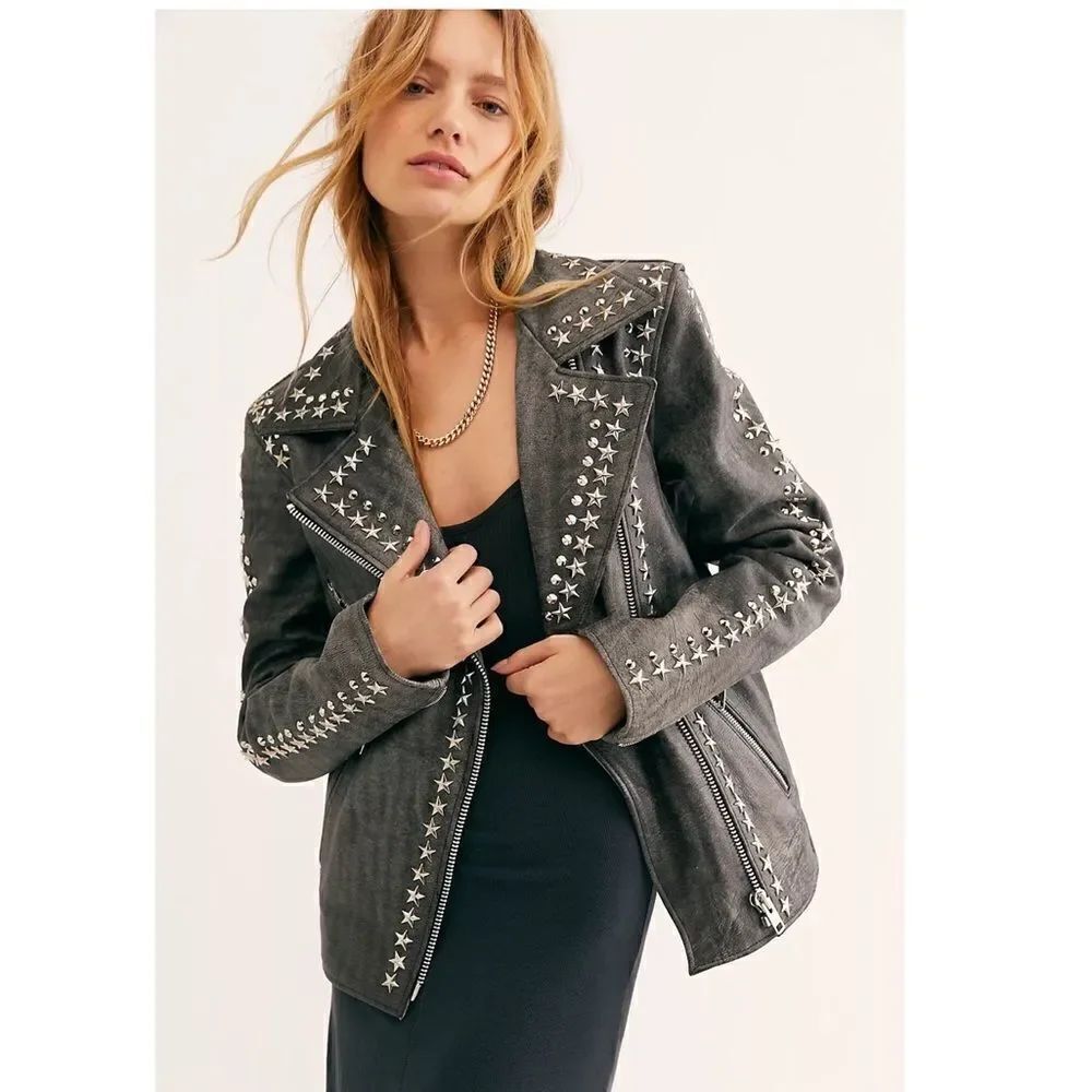 Free People Star Studded Distressed Jacket
Understated Leather